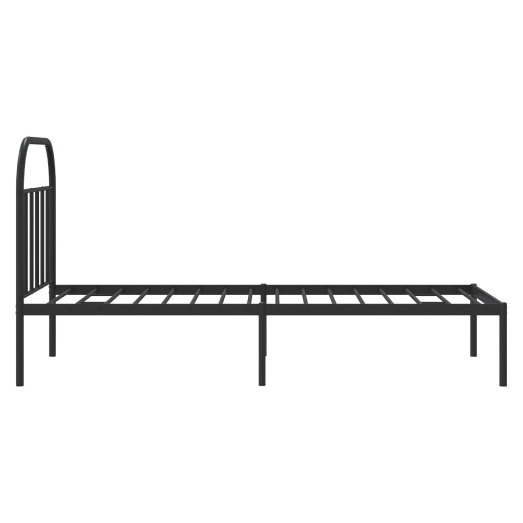 Bedframe met hoofdbord metaal zwart 80x200 cm is nu te koop bij PeponiXL, paradijselijk wonen!