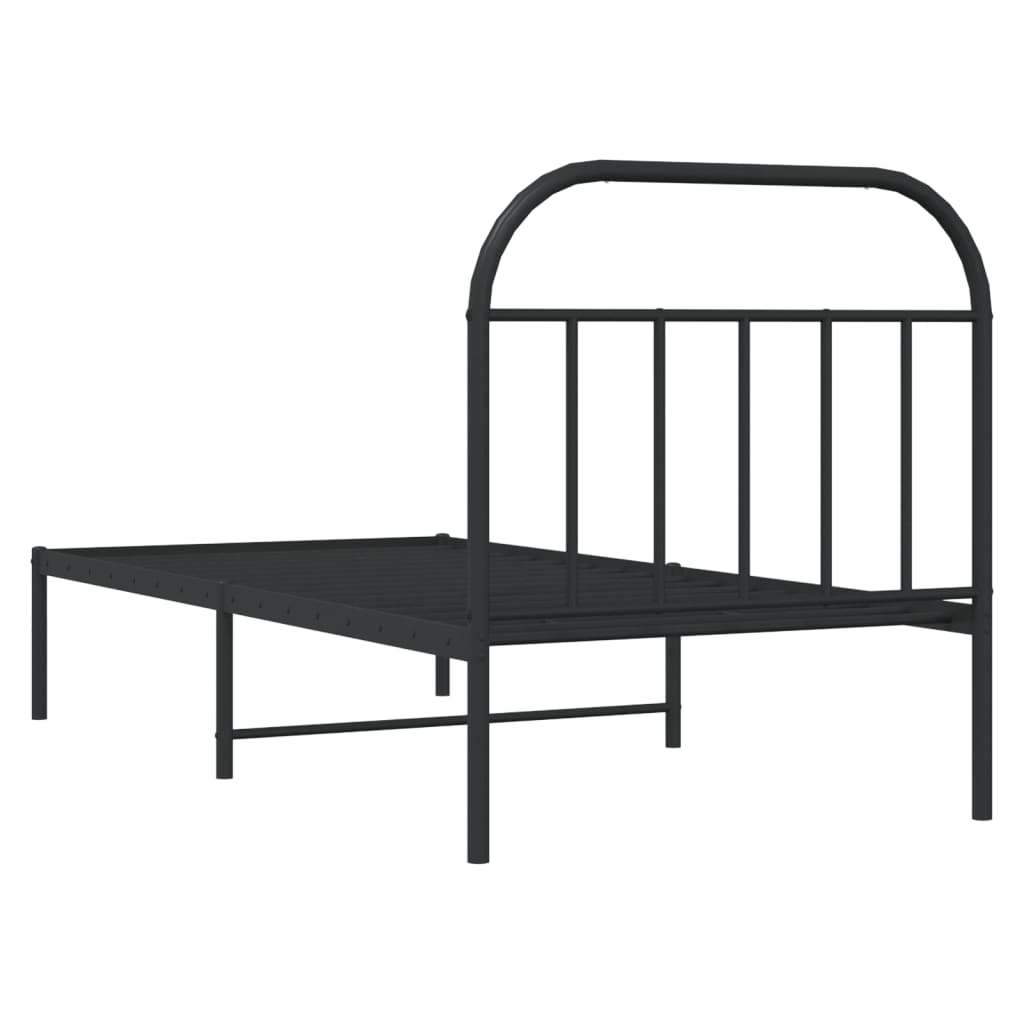 Bedframe met hoofdbord metaal zwart 80x200 cm is nu te koop bij PeponiXL, paradijselijk wonen!
