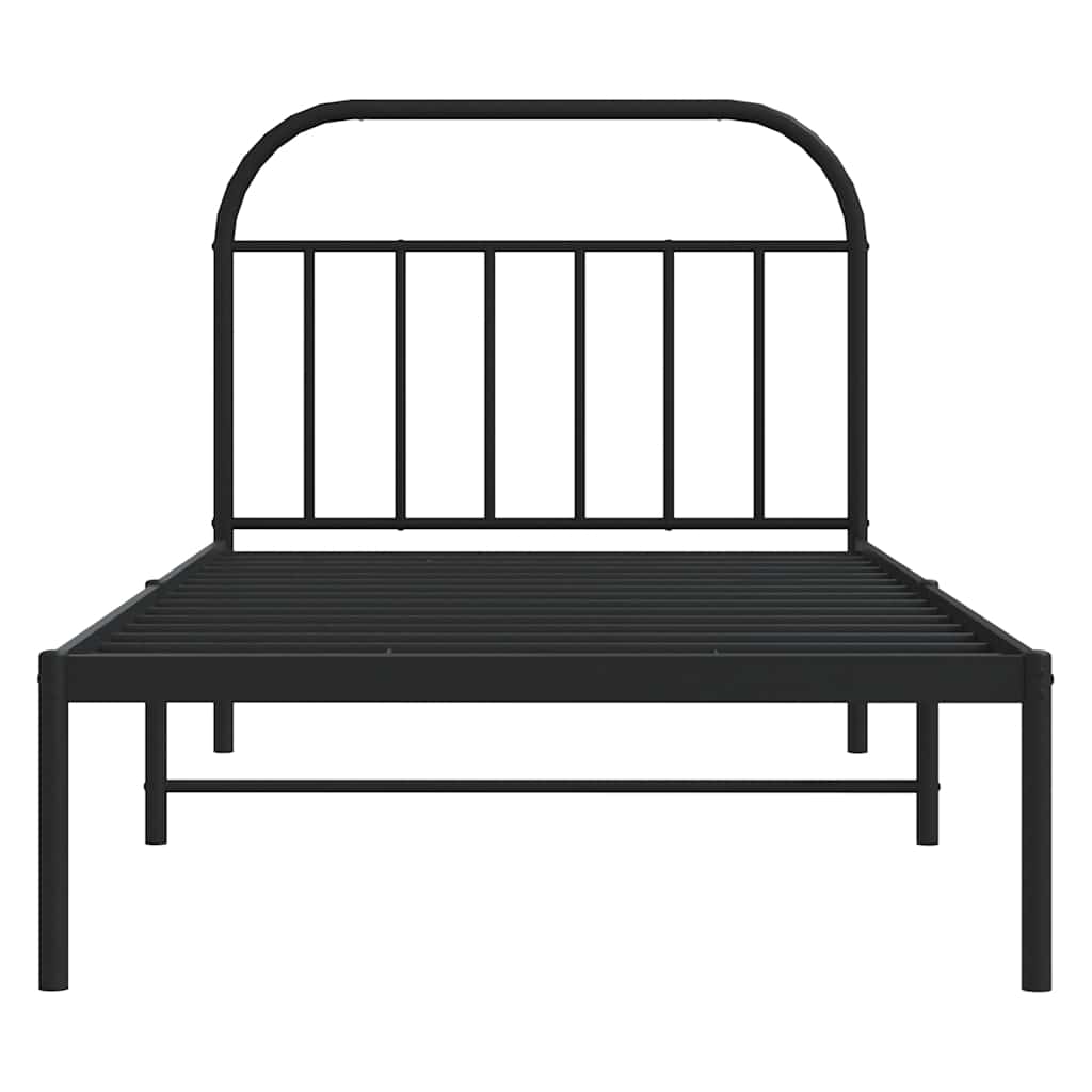 Bedframe met hoofdbord metaal zwart 100x190 cm is nu te koop bij PeponiXL, paradijselijk wonen!
