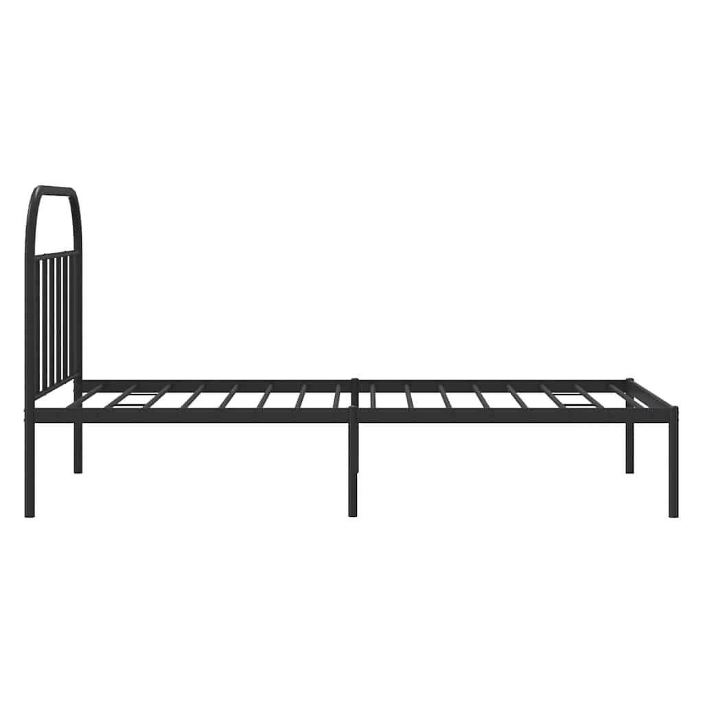 Bedframe met hoofdbord metaal zwart 100x190 cm is nu te koop bij PeponiXL, paradijselijk wonen!