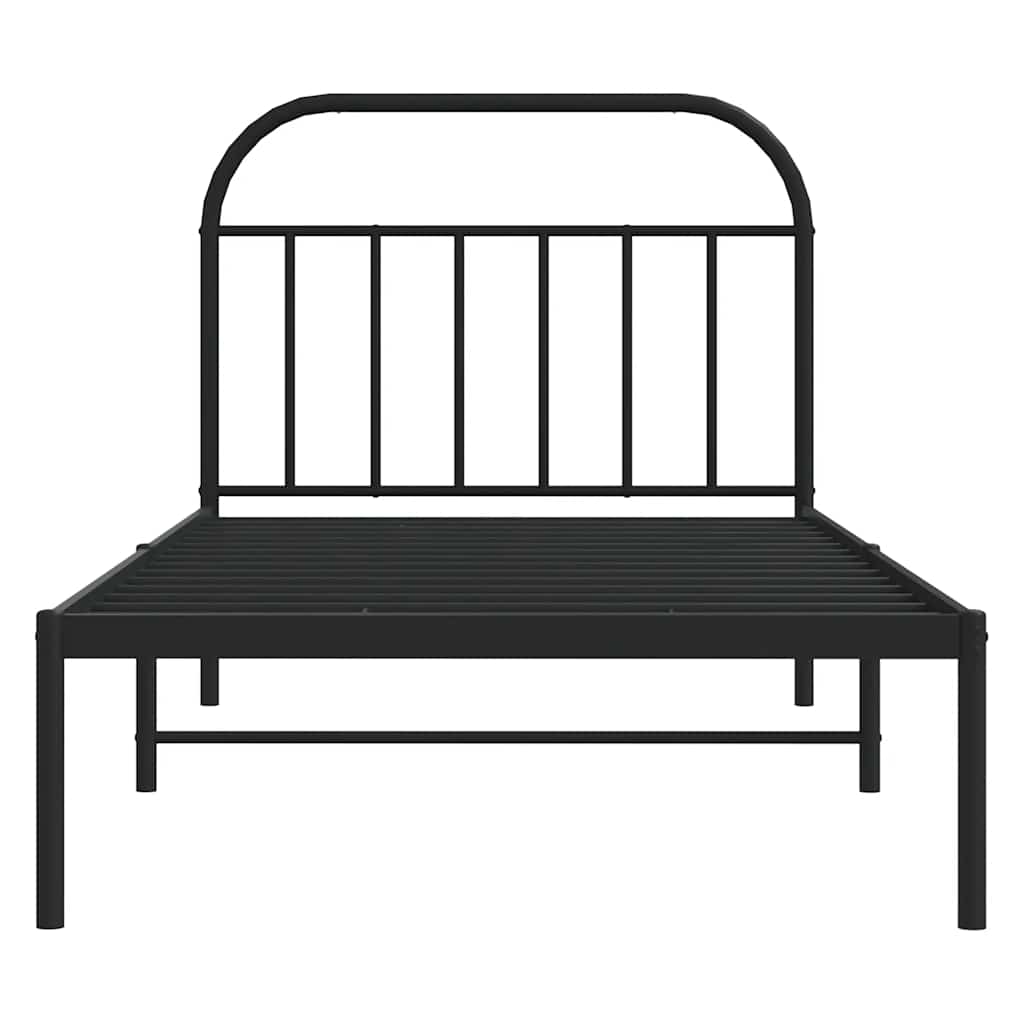 Bedframe met hoofdbord metaal zwart 100x200 cm is nu te koop bij PeponiXL, paradijselijk wonen!