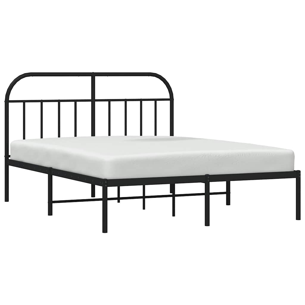 Bedframe met hoofdbord metaal zwart 135x190 cm is nu te koop bij PeponiXL, paradijselijk wonen!