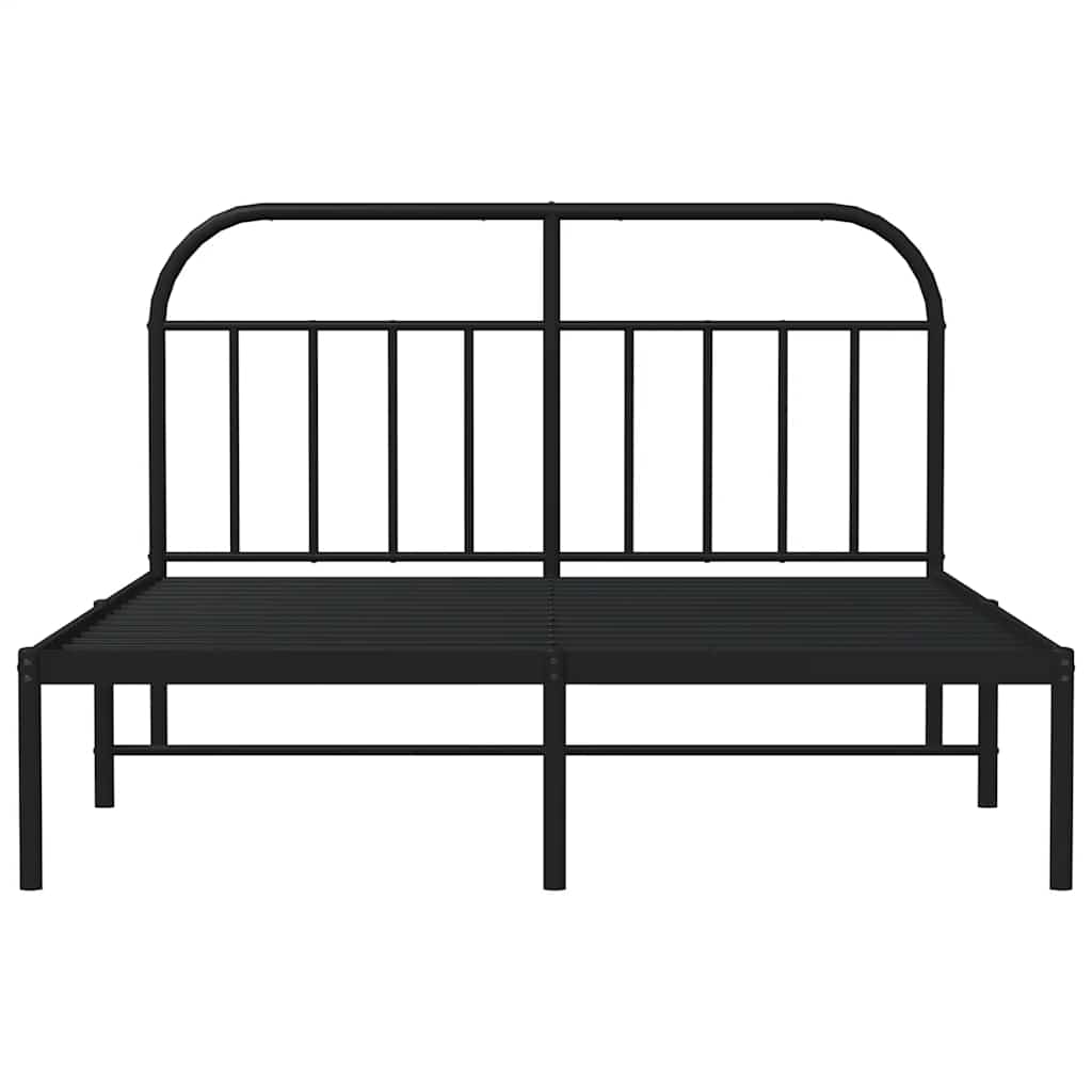 Bedframe met hoofdbord metaal zwart 135x190 cm is nu te koop bij PeponiXL, paradijselijk wonen!
