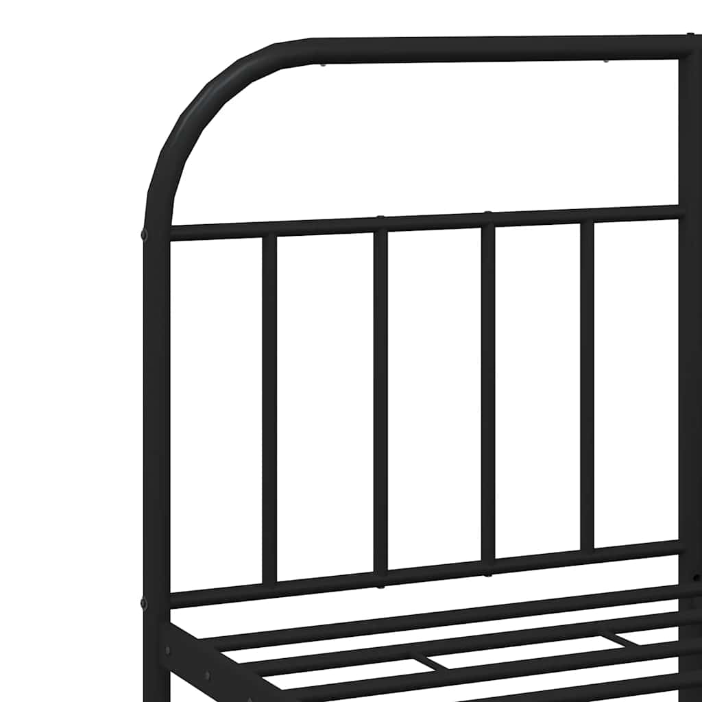 Bedframe met hoofdbord metaal zwart 135x190 cm is nu te koop bij PeponiXL, paradijselijk wonen!
