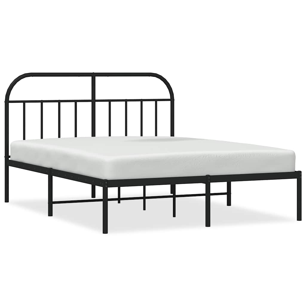 Bedframe met hoofdbord metaal zwart 150x200 cm is nu te koop bij PeponiXL, paradijselijk wonen!