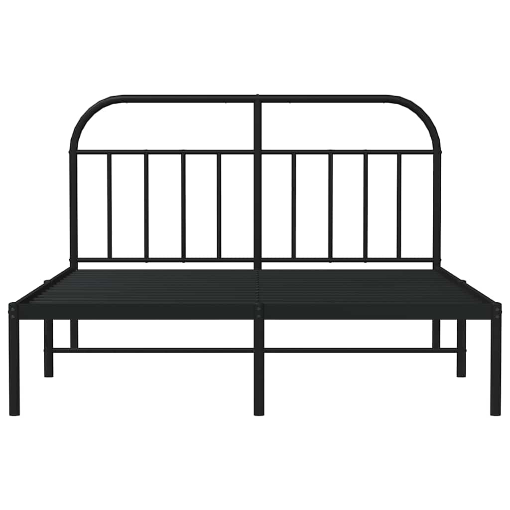 Bedframe met hoofdbord metaal zwart 150x200 cm is nu te koop bij PeponiXL, paradijselijk wonen!