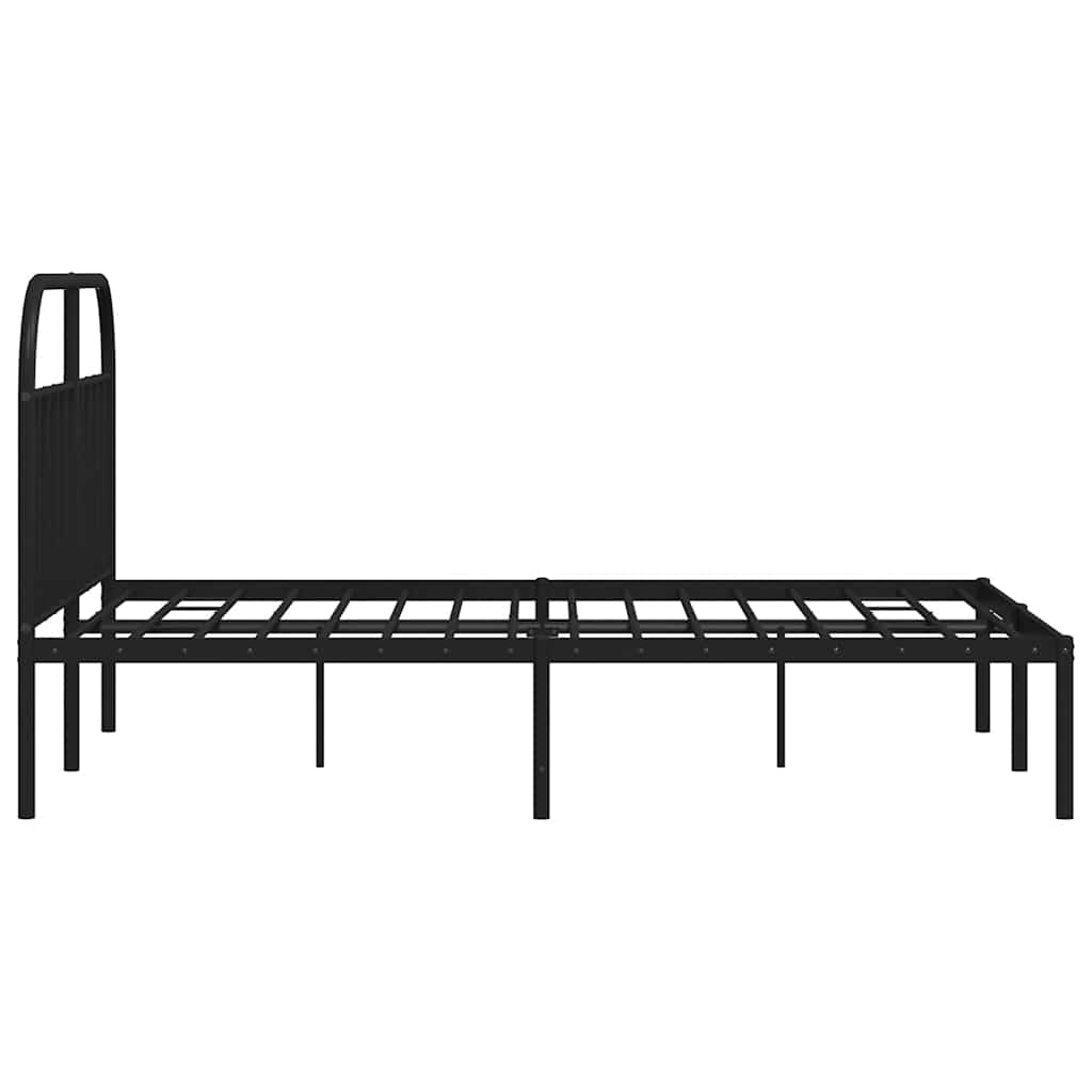Bedframe met hoofdbord metaal zwart 150x200 cm is nu te koop bij PeponiXL, paradijselijk wonen!