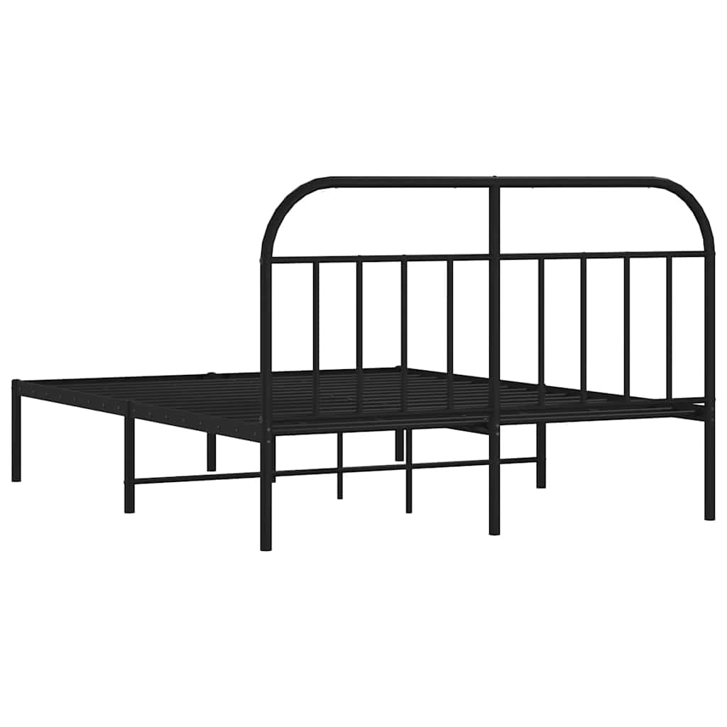Bedframe met hoofdbord metaal zwart 150x200 cm is nu te koop bij PeponiXL, paradijselijk wonen!