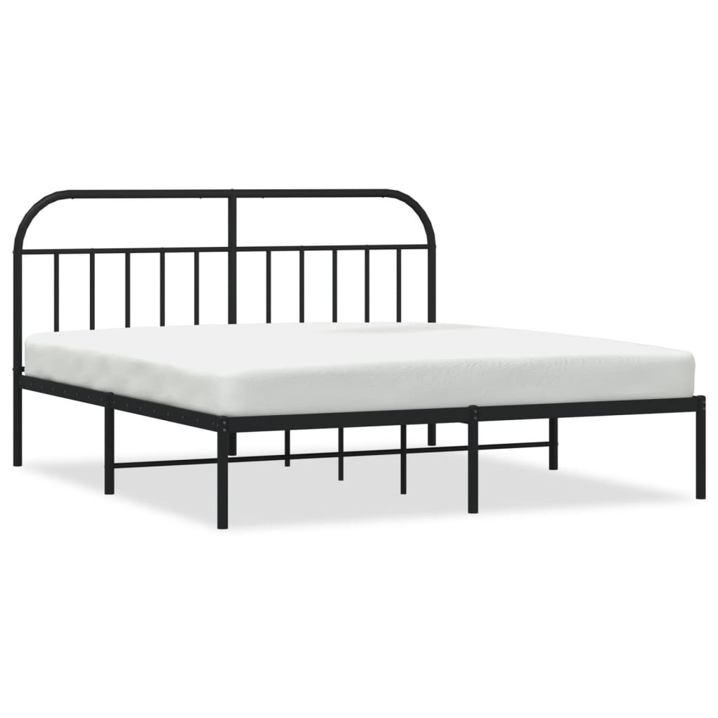 Bedframe met hoofdbord metaal zwart 180x200 cm is nu te koop bij PeponiXL, paradijselijk wonen!