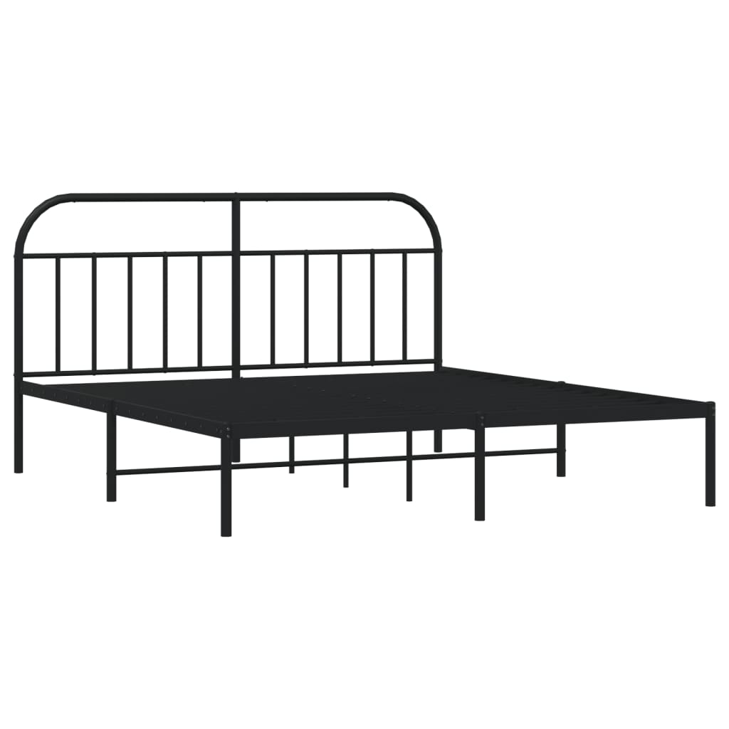 Bedframe met hoofdbord metaal zwart 180x200 cm is nu te koop bij PeponiXL, paradijselijk wonen!