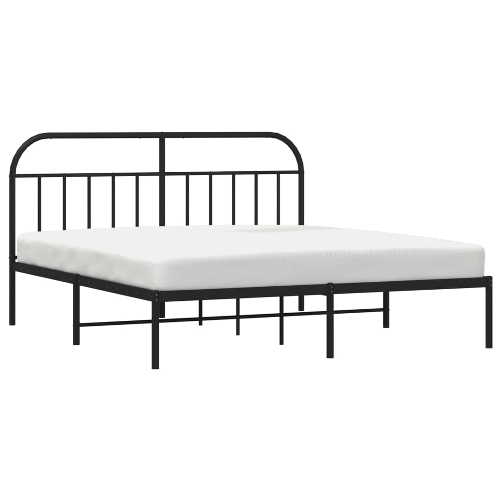 Bedframe met hoofdbord metaal zwart 180x200 cm is nu te koop bij PeponiXL, paradijselijk wonen!