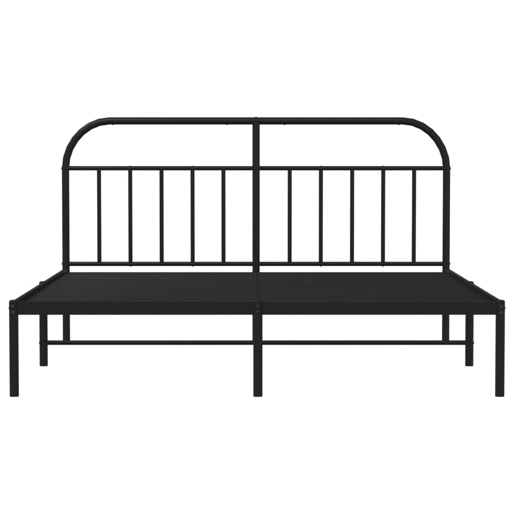 Bedframe met hoofdbord metaal zwart 180x200 cm is nu te koop bij PeponiXL, paradijselijk wonen!