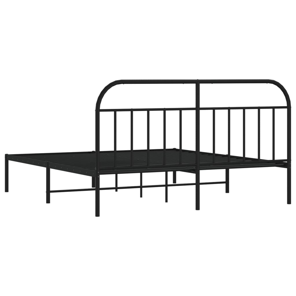 Bedframe met hoofdbord metaal zwart 180x200 cm is nu te koop bij PeponiXL, paradijselijk wonen!