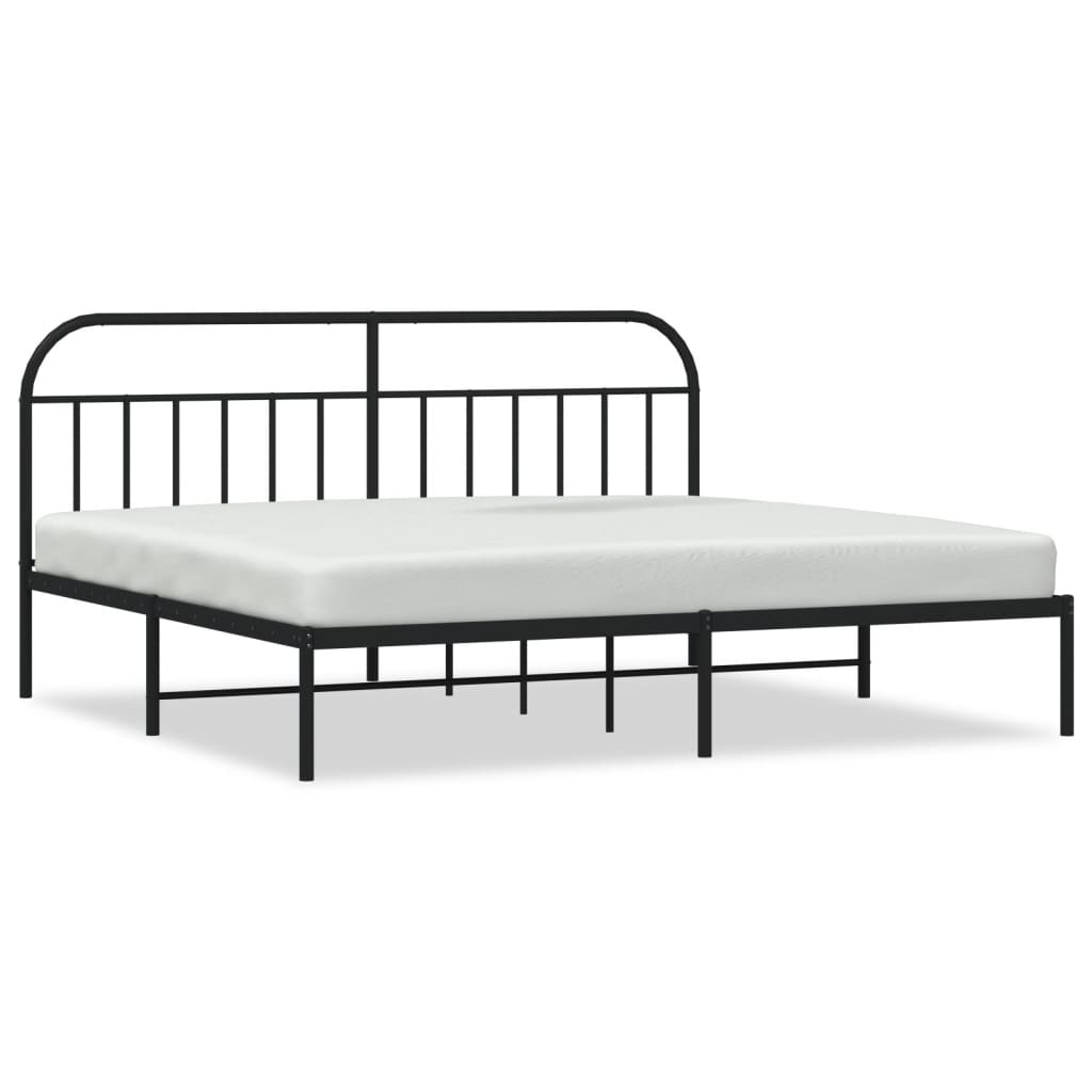 Bedframe met hoofdbord metaal zwart 200x200 cm is nu te koop bij PeponiXL, paradijselijk wonen!