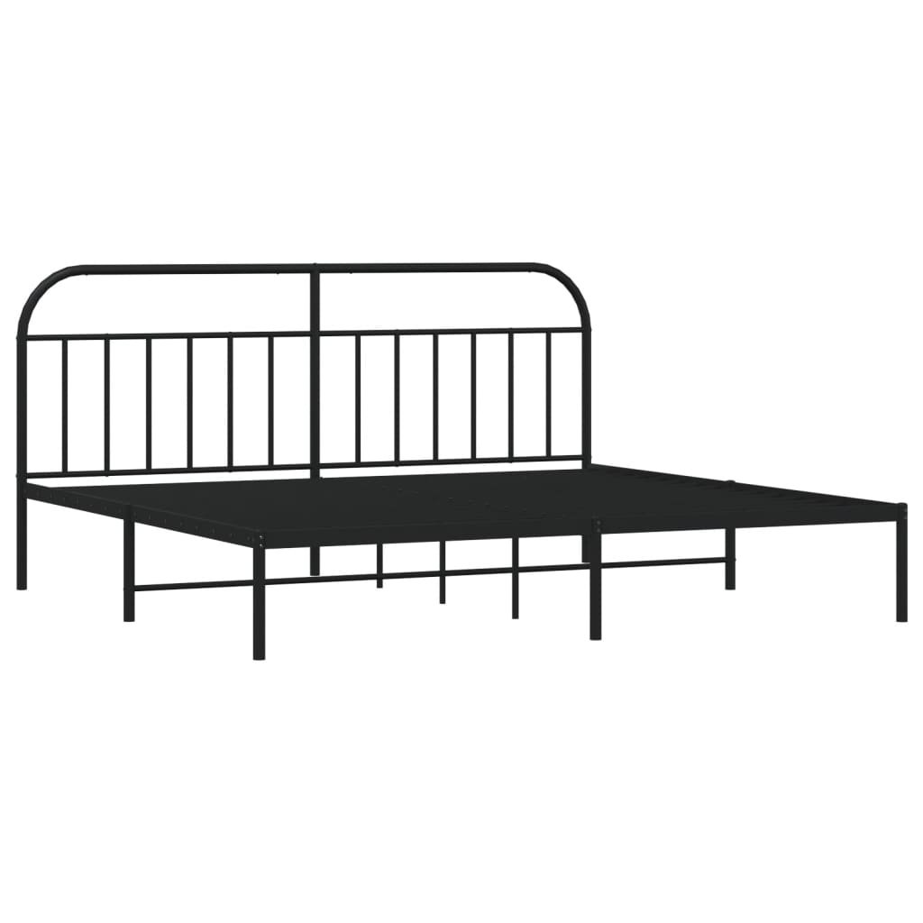 Bedframe met hoofdbord metaal zwart 200x200 cm is nu te koop bij PeponiXL, paradijselijk wonen!