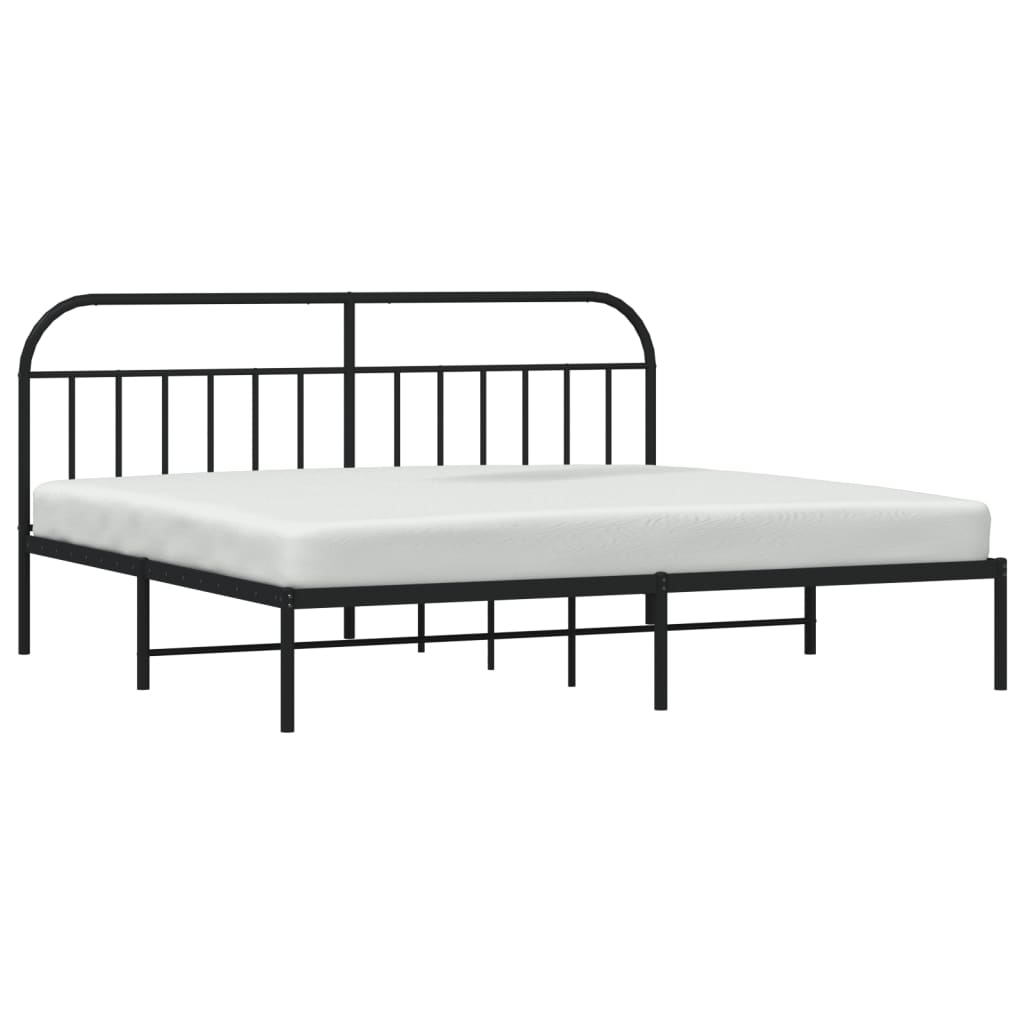 Bedframe met hoofdbord metaal zwart 200x200 cm is nu te koop bij PeponiXL, paradijselijk wonen!