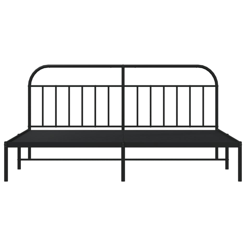 Bedframe met hoofdbord metaal zwart 200x200 cm is nu te koop bij PeponiXL, paradijselijk wonen!