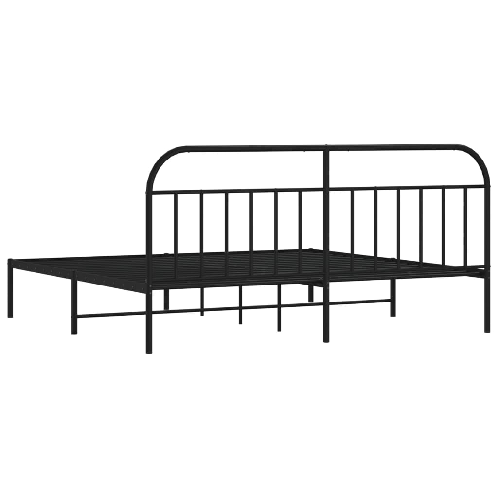 Bedframe met hoofdbord metaal zwart 200x200 cm is nu te koop bij PeponiXL, paradijselijk wonen!