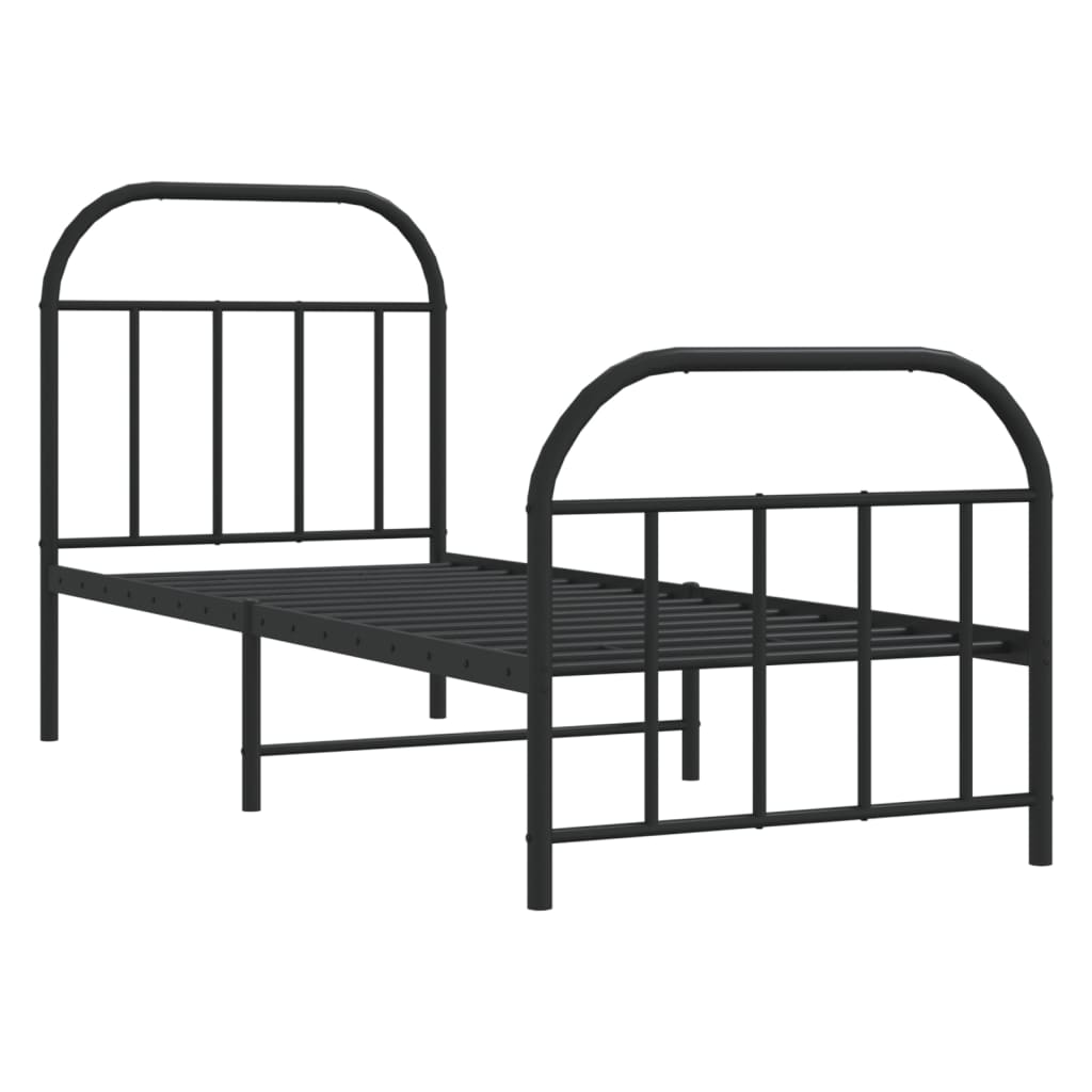 Bedframe met hoofd- en voeteneinde metaal zwart 75x190 cm is nu te koop bij PeponiXL, paradijselijk wonen!