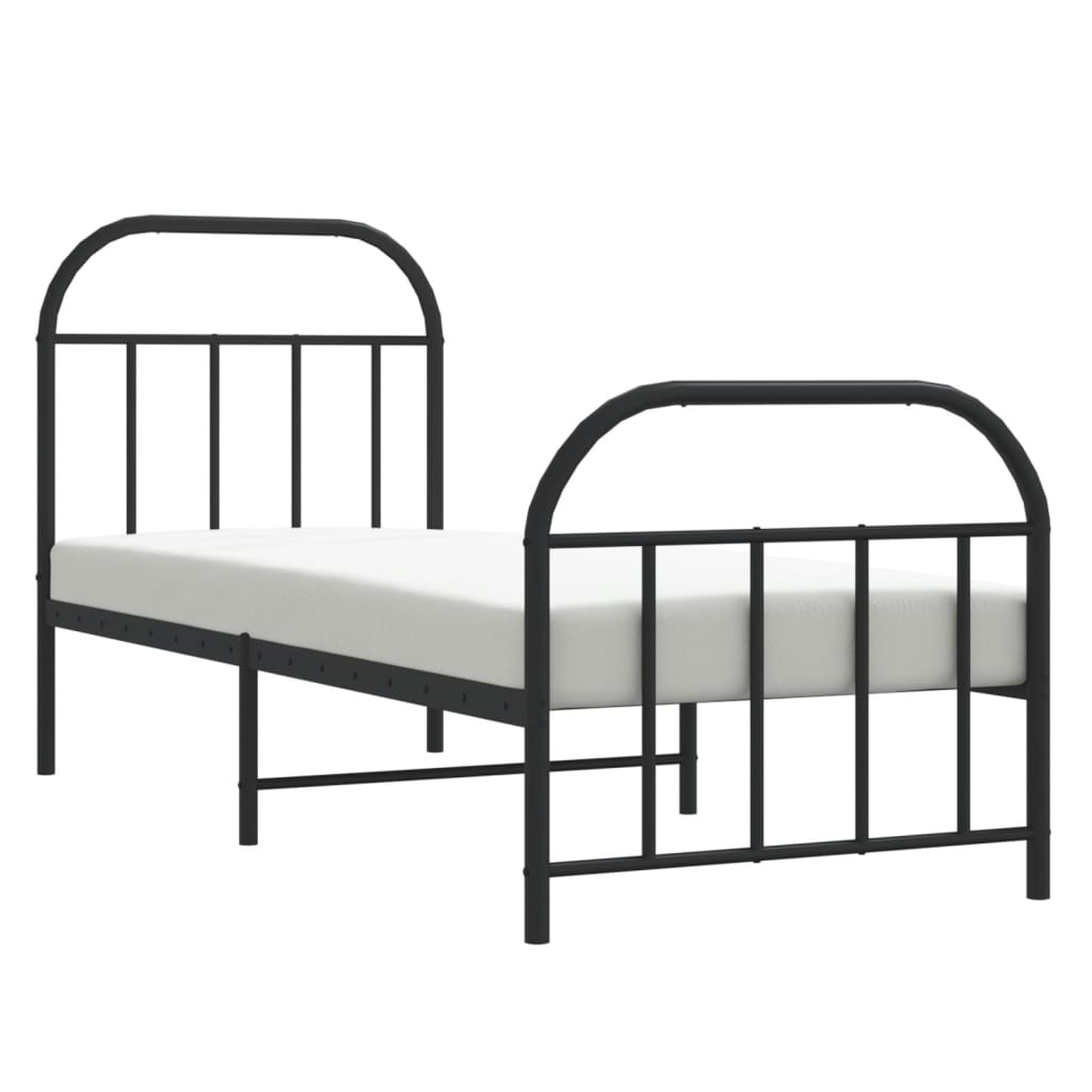 Bedframe met hoofd- en voeteneinde metaal zwart 75x190 cm is nu te koop bij PeponiXL, paradijselijk wonen!