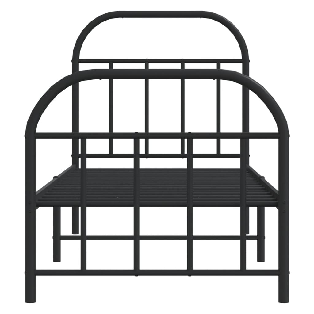 Bedframe met hoofd- en voeteneinde metaal zwart 75x190 cm is nu te koop bij PeponiXL, paradijselijk wonen!