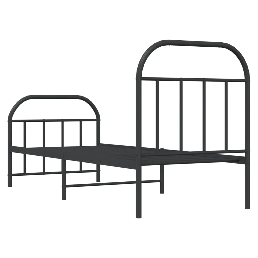 Bedframe met hoofd- en voeteneinde metaal zwart 75x190 cm is nu te koop bij PeponiXL, paradijselijk wonen!