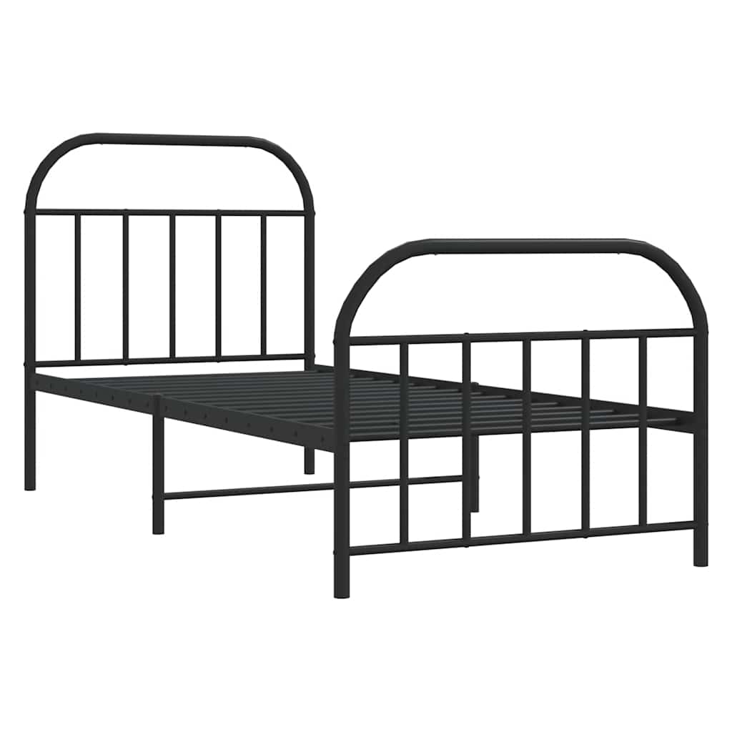 Bedframe met hoofd- en voeteneinde metaal zwart 90x190 cm is nu te koop bij PeponiXL, paradijselijk wonen!