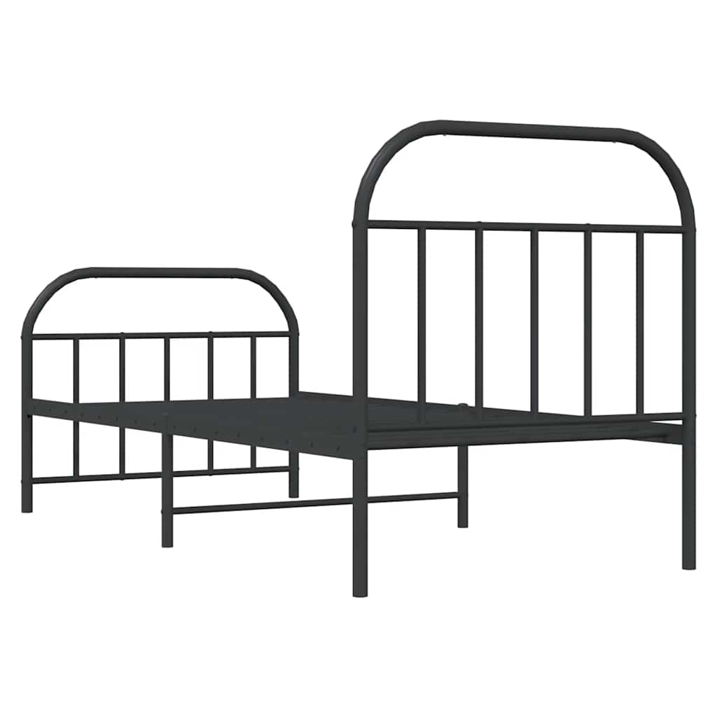 Bedframe met hoofd- en voeteneinde metaal zwart 90x190 cm is nu te koop bij PeponiXL, paradijselijk wonen!