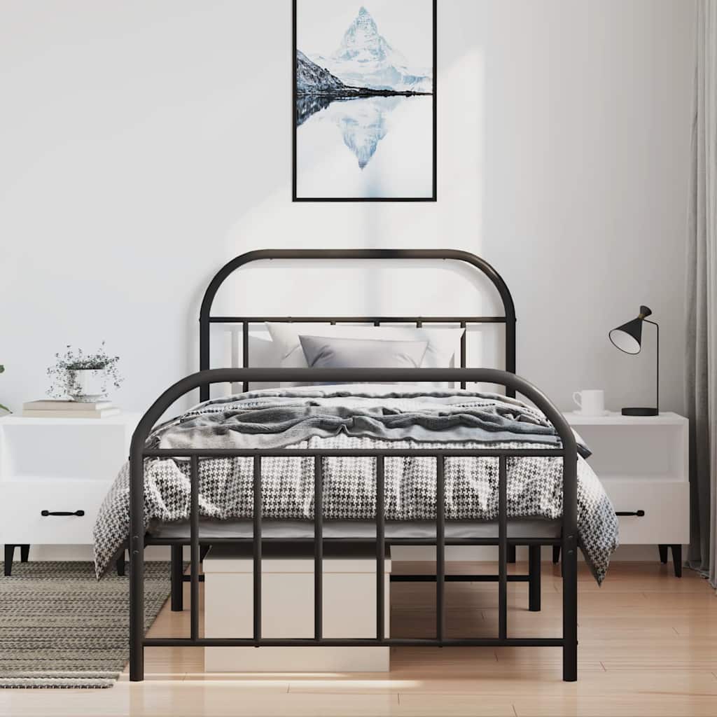 Bedframe met hoofd- en voeteneinde metaal zwart 100x190 cm is nu te koop bij PeponiXL, paradijselijk wonen!