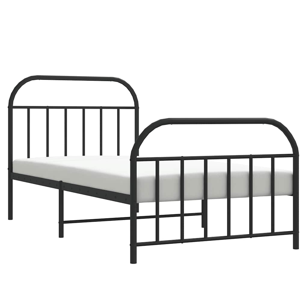 Bedframe met hoofd- en voeteneinde metaal zwart 100x190 cm is nu te koop bij PeponiXL, paradijselijk wonen!