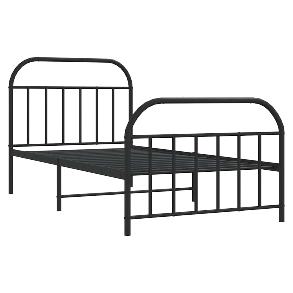 Bedframe met hoofd- en voeteneinde metaal zwart 100x190 cm is nu te koop bij PeponiXL, paradijselijk wonen!