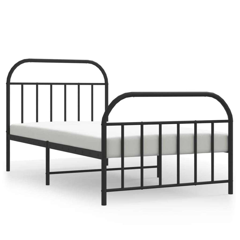 Bedframe met hoofd- en voeteneinde metaal zwart 107x203 cm is nu te koop bij PeponiXL, paradijselijk wonen!