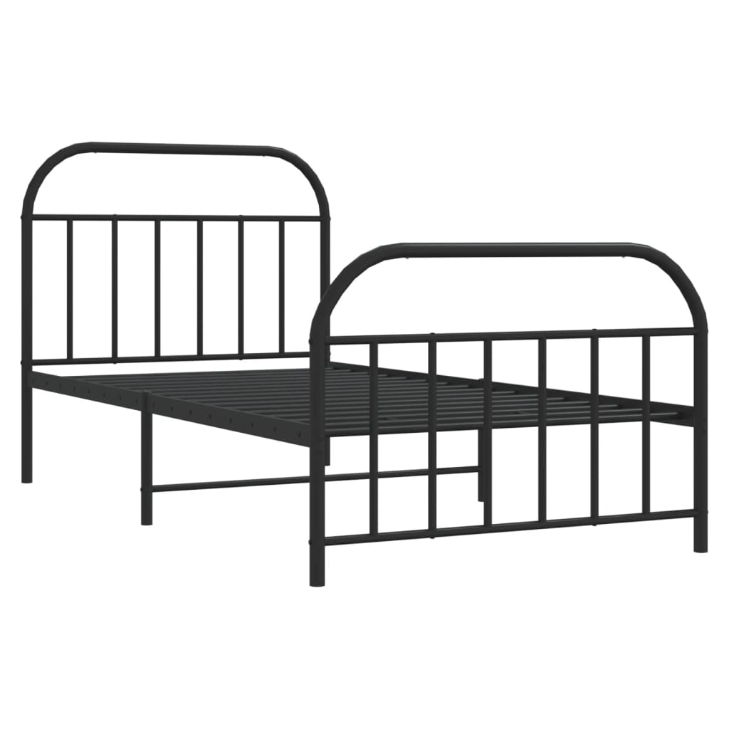 Bedframe met hoofd- en voeteneinde metaal zwart 107x203 cm is nu te koop bij PeponiXL, paradijselijk wonen!