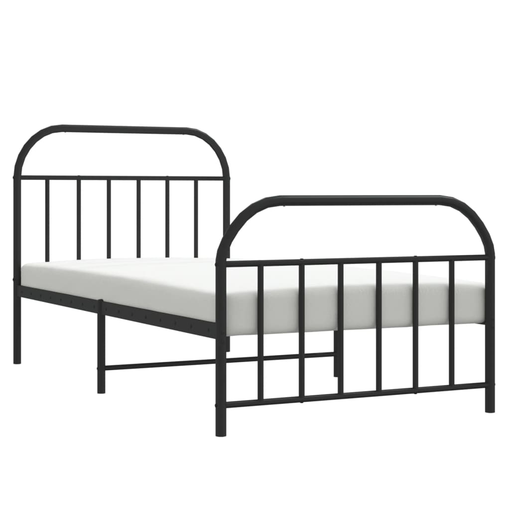 Bedframe met hoofd- en voeteneinde metaal zwart 107x203 cm is nu te koop bij PeponiXL, paradijselijk wonen!