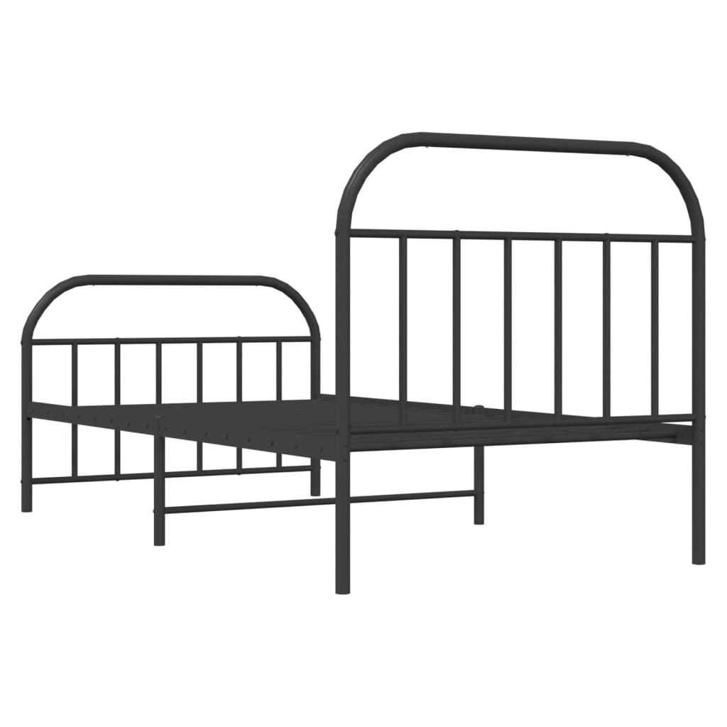 Bedframe met hoofd- en voeteneinde metaal zwart 107x203 cm is nu te koop bij PeponiXL, paradijselijk wonen!