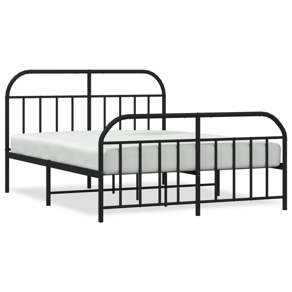 Bedframe met voetbord zonder matras metaal zwart 160x200 cm is nu te koop bij PeponiXL, paradijselijk wonen!