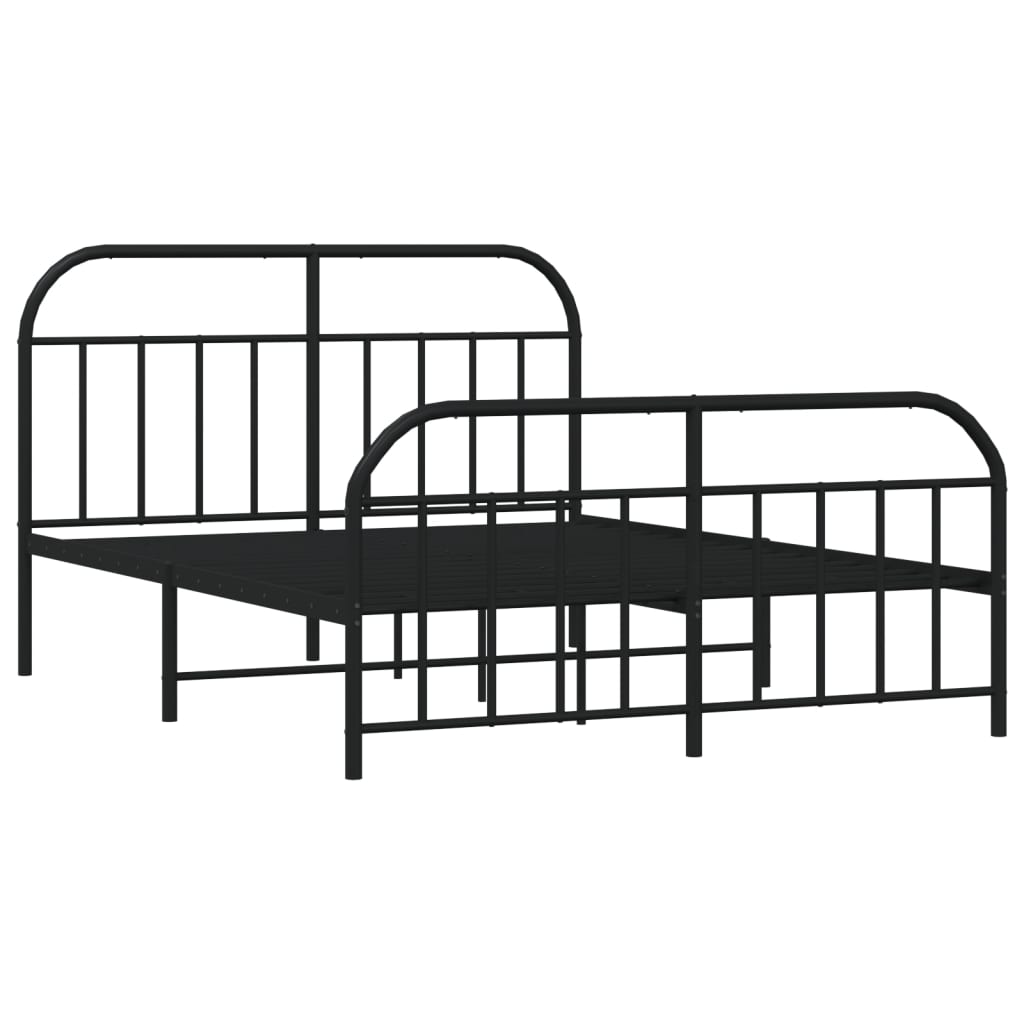 Bedframe met voetbord zonder matras metaal zwart 160x200 cm is nu te koop bij PeponiXL, paradijselijk wonen!