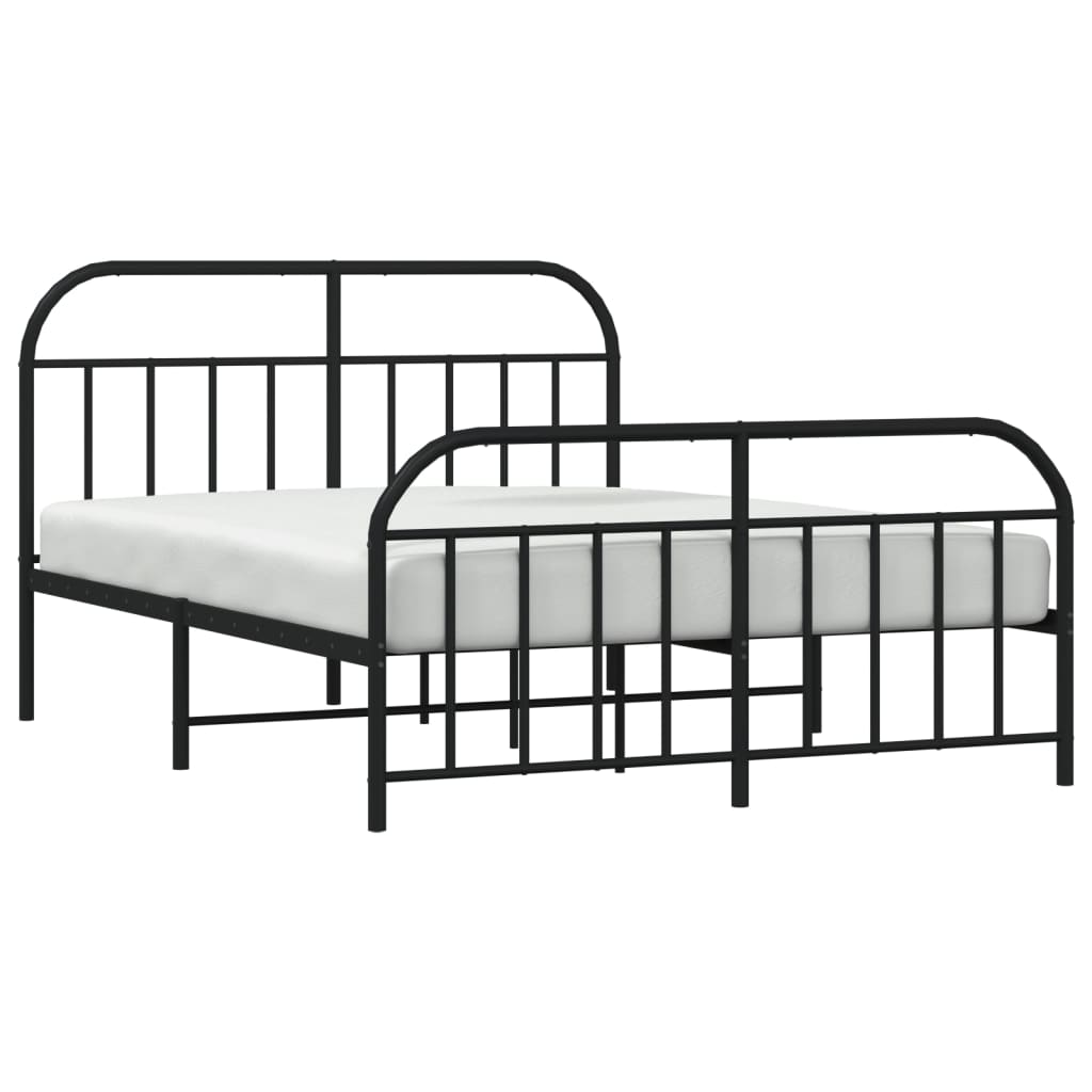 Bedframe met voetbord zonder matras metaal zwart 160x200 cm is nu te koop bij PeponiXL, paradijselijk wonen!