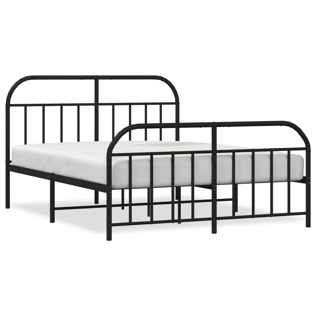 Bedframe met voetbord zonder matras metaal zwart 180x200 cm is nu te koop bij PeponiXL, paradijselijk wonen!