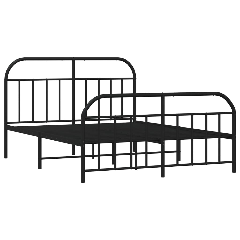 Bedframe met voetbord zonder matras metaal zwart 180x200 cm is nu te koop bij PeponiXL, paradijselijk wonen!