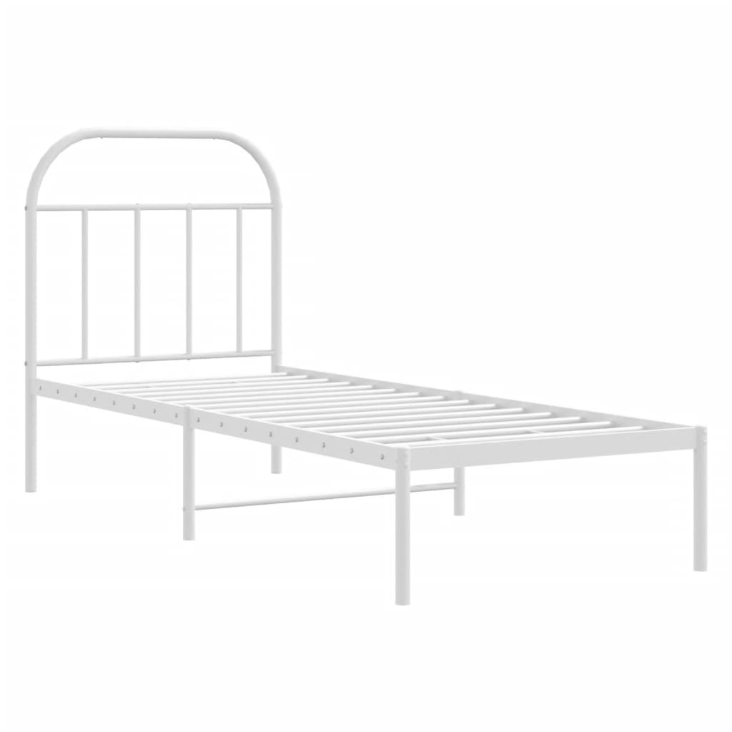 Bedframe met hoofdbord zonder matras metaal wit 75x190 cm is nu te koop bij PeponiXL, paradijselijk wonen!