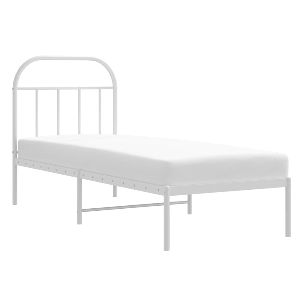Bedframe met hoofdbord zonder matras metaal wit 75x190 cm is nu te koop bij PeponiXL, paradijselijk wonen!