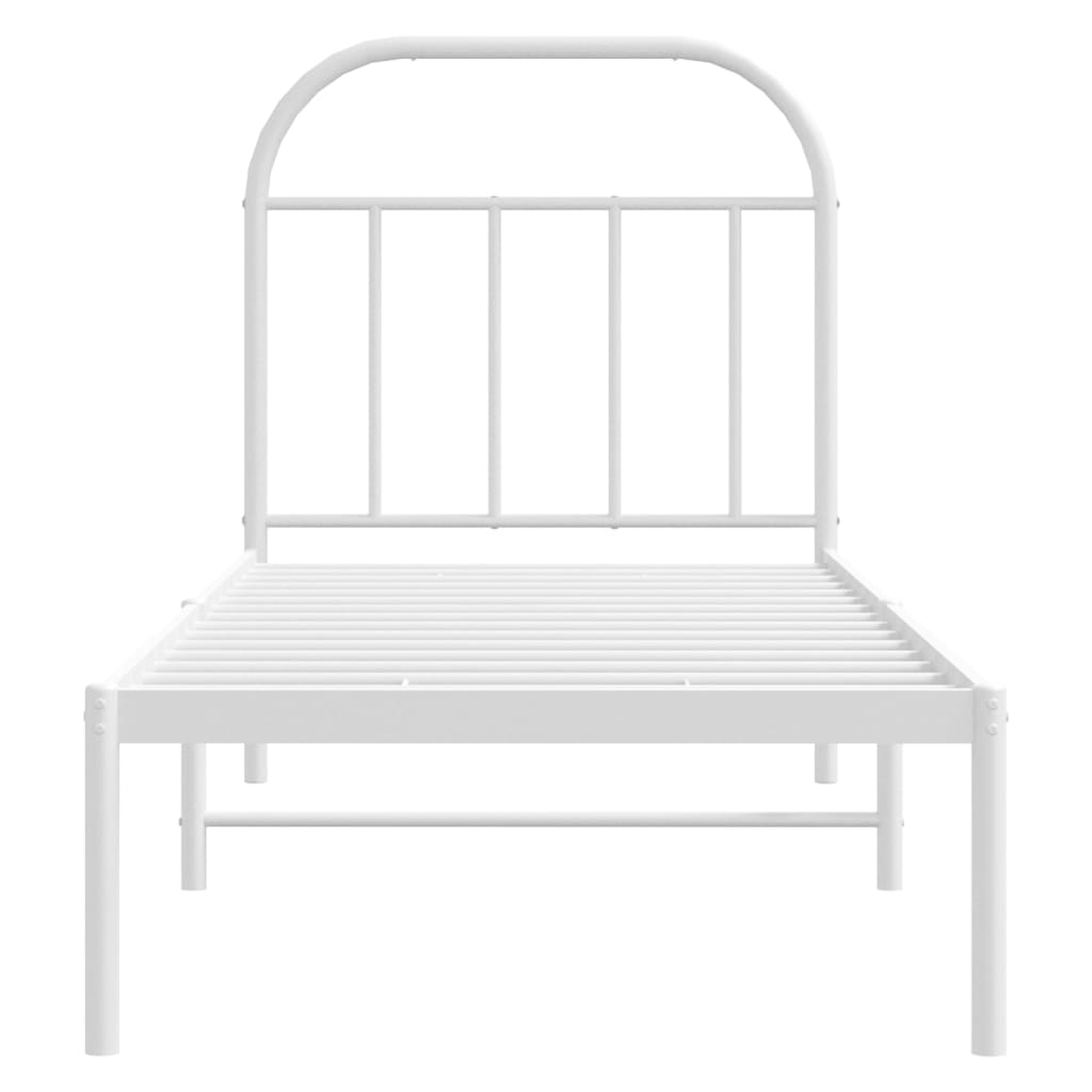 Bedframe met hoofdbord zonder matras metaal wit 75x190 cm is nu te koop bij PeponiXL, paradijselijk wonen!