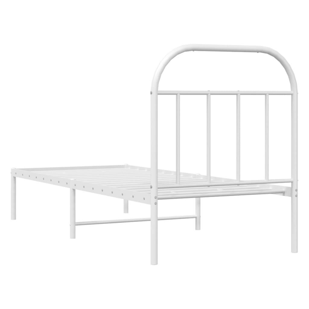 Bedframe met hoofdbord zonder matras metaal wit 75x190 cm is nu te koop bij PeponiXL, paradijselijk wonen!