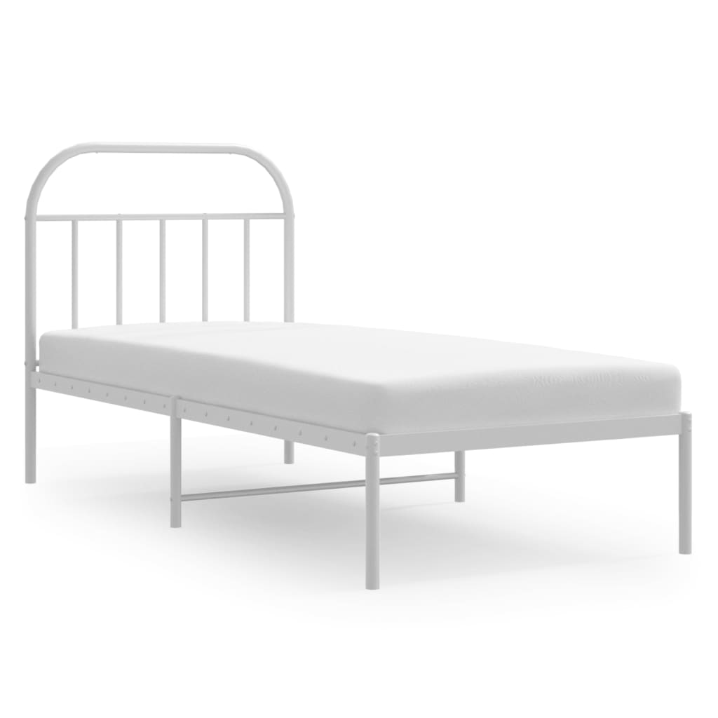 Bedframe met hoofdbord metaal wit 90x200 cm is nu te koop bij PeponiXL, paradijselijk wonen!