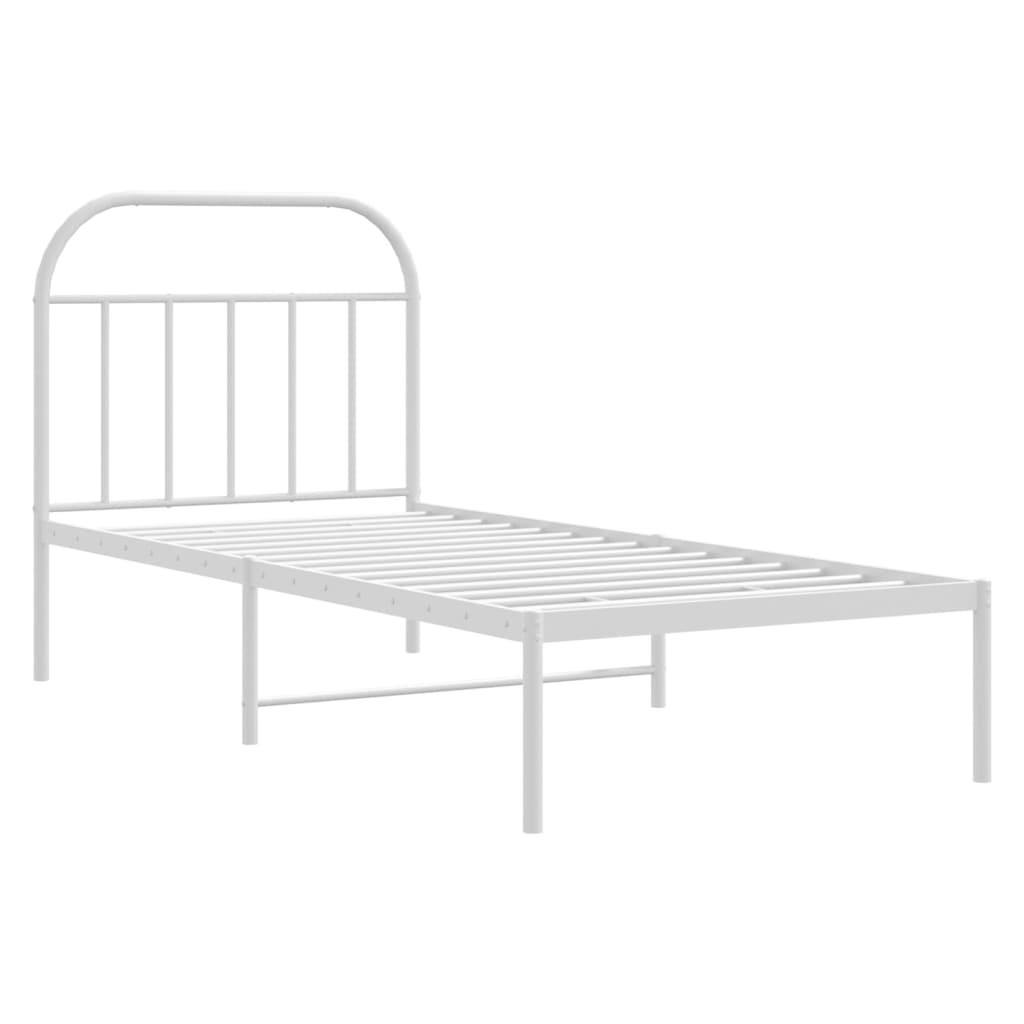Bedframe met hoofdbord metaal wit 90x200 cm is nu te koop bij PeponiXL, paradijselijk wonen!