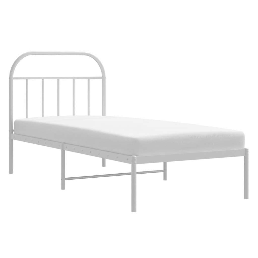 Bedframe met hoofdbord metaal wit 90x200 cm is nu te koop bij PeponiXL, paradijselijk wonen!