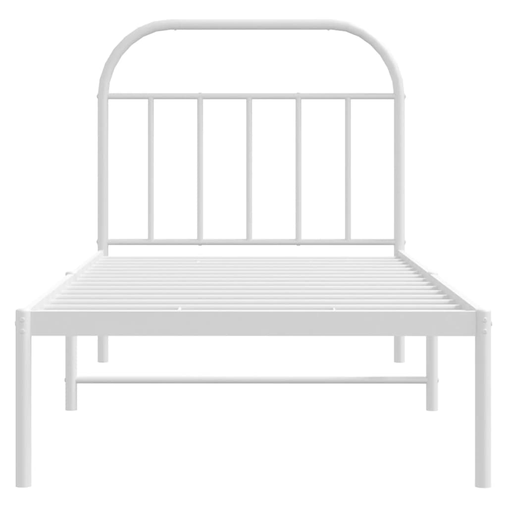 Bedframe met hoofdbord metaal wit 90x200 cm is nu te koop bij PeponiXL, paradijselijk wonen!