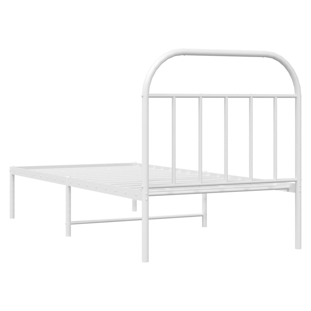 Bedframe met hoofdbord metaal wit 90x200 cm is nu te koop bij PeponiXL, paradijselijk wonen!