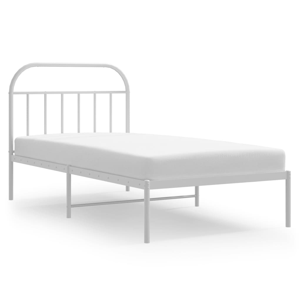 Bedframe met hoofdbord metaal wit 107x203 cm is nu te koop bij PeponiXL, paradijselijk wonen!